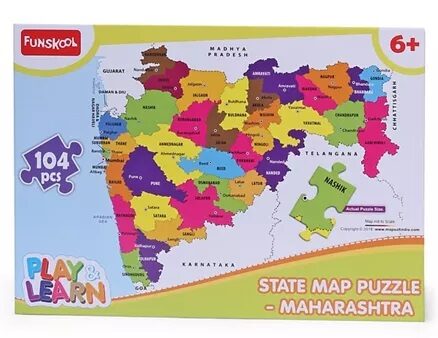 Funskool State Map Jigsaw Puzzle Maharashtra Multicolor - 104 Pieces-4