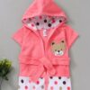 Pink Rabbit Hooded Bath Robe Tiger Patch - Pink-3